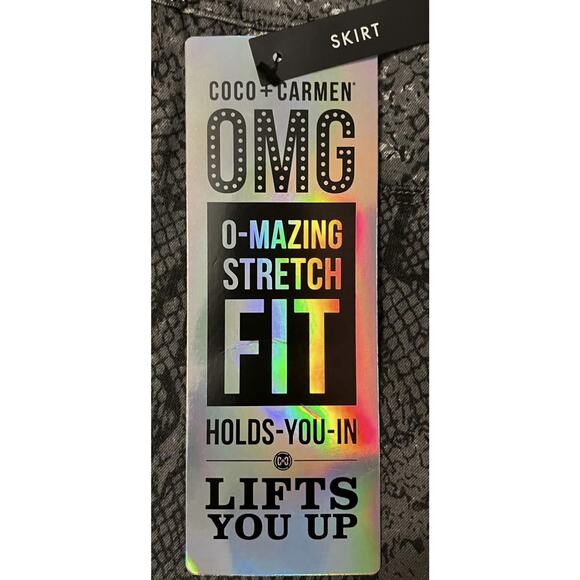 NEW Coco + Carmen Omg Printed Skirt X-Small Snakeskin Pattern Slimming Stretch - Picture 4 of 7